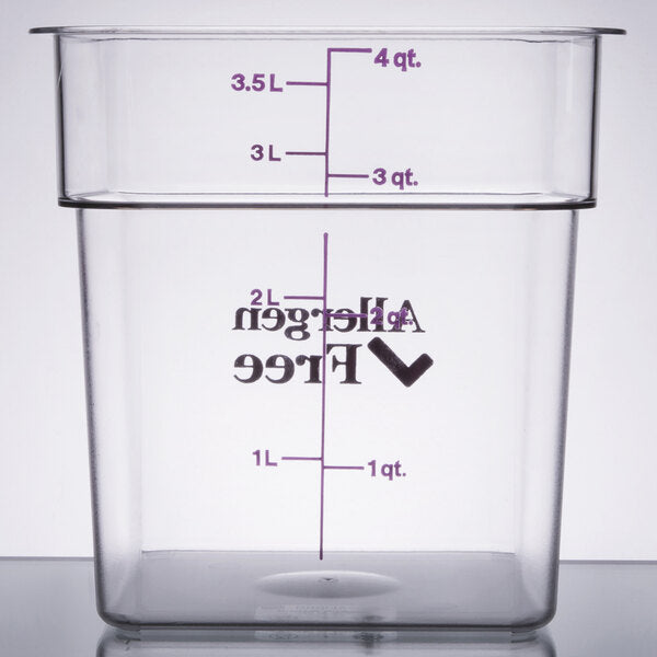 Cambro Camwear 4 Quart Square Food Storage Container Allergen Free Purple ( Case of 6 )