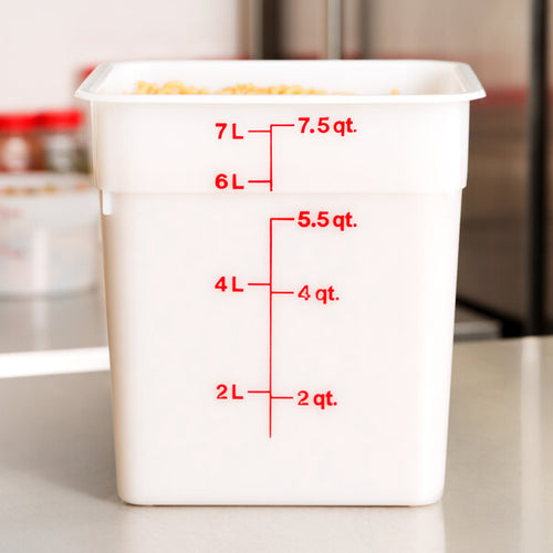 Cambro Poly 8 Quart Square Food Storage Container White ( Case of 6 )