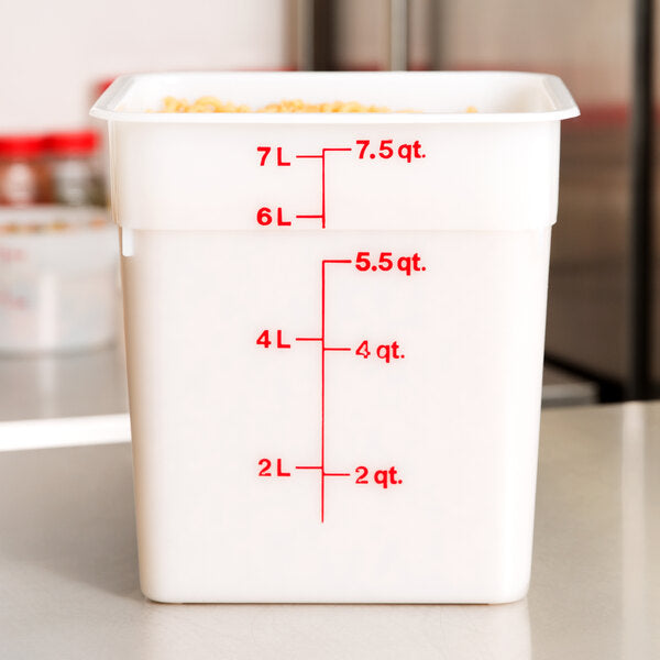 Cambro Poly 8 Quart Square Food Storage Container White ( Case of 6 )
