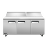 Omcan PT-TH-1778-HC 72" Refrigerated Prep Table – 3-Section Stainless Steel Commercial Unit