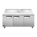Omcan 72-inch refrigerated prep table with 3 stainless steel doors