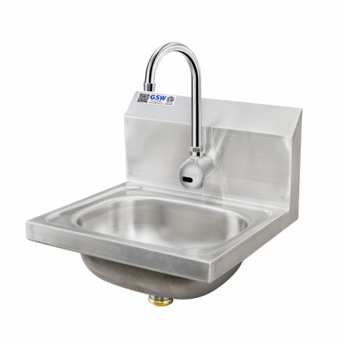 GSW Stainless Steel Wall Mount Hand Sink w/ Lead-free Faucet and Strainer