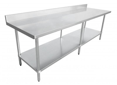 Omcan Stainless Steel Work Table with Backsplash – Commercial Kitchen Prep Table