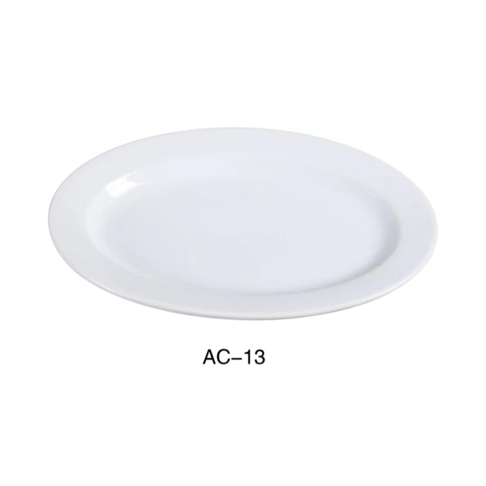 Yanco AC-13 11 3/4" X 8" Oval Platter, Porcelain, Super White Pack of 1 ( 12 Dz )