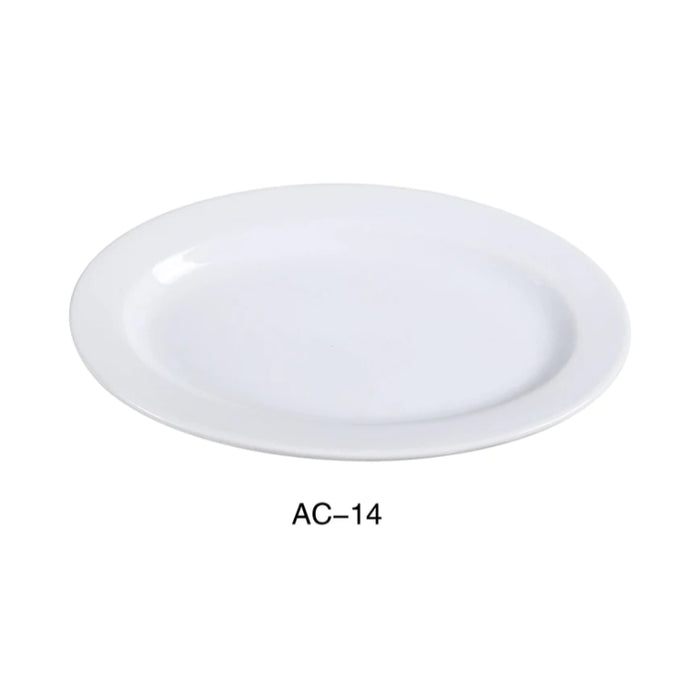 Yanco AC-14 13 X 8 1/2" Oval Platter, Porcelain, Super White Pack of 1 ( 12 Dz )
