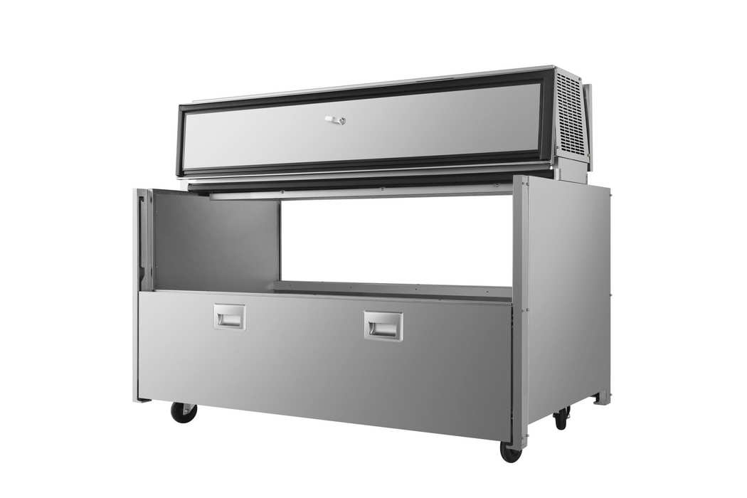 Top-mounted forced air refrigeration unit on Atosa milk cooler