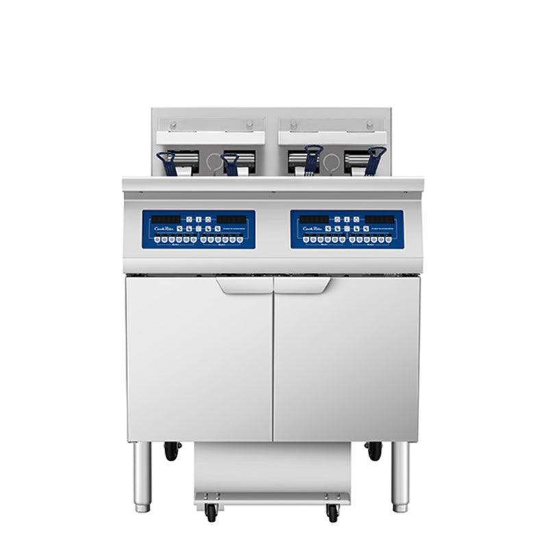 Atosa AEFF-50-2 Double-Vat Commercial Electric Fryer with Built-In Oil Filtration