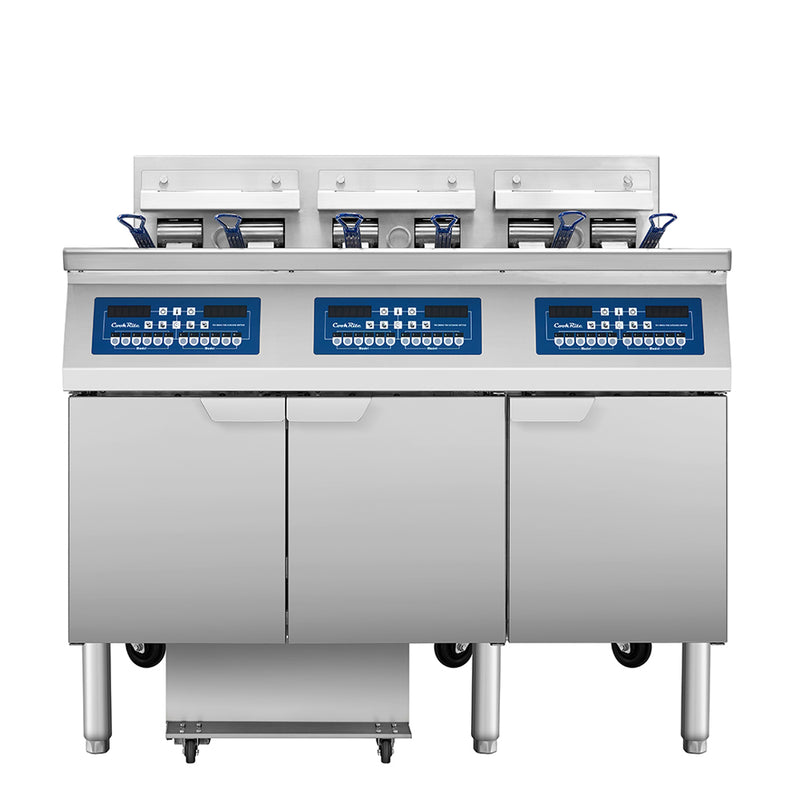 Atosa AEFF-50-3 Triple-Vat Commercial Electric Fryer with Built-In Oil Filtration