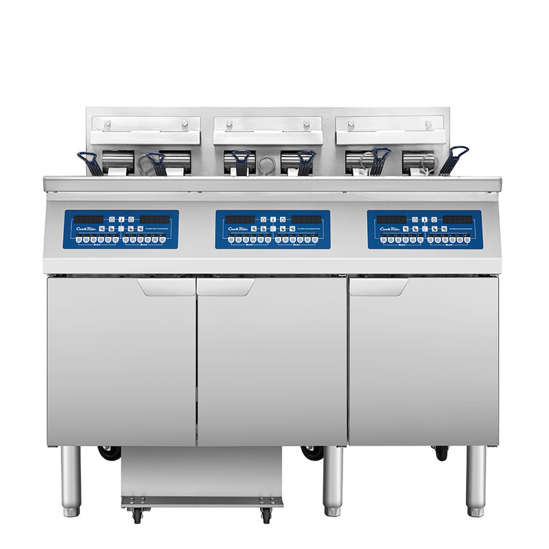 Atosa AEFF-50-3T Triple-Vat Commercial Electric Fryer with Split Vat and Built-In Filtration