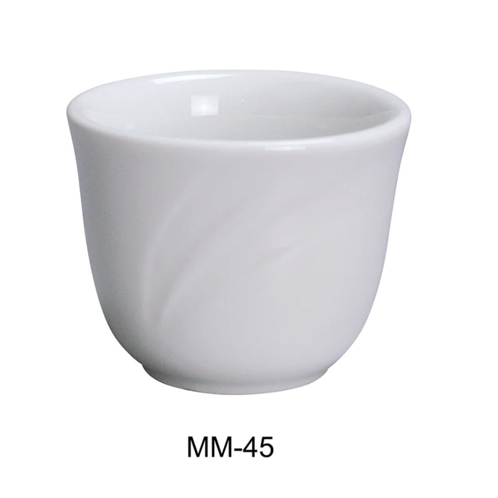 Yanco MM-45 3" Chinese Tea Cup, Embossed Pattern Bone, White Durable China 4.5 Oz, Pack of 72 (6 Dz)