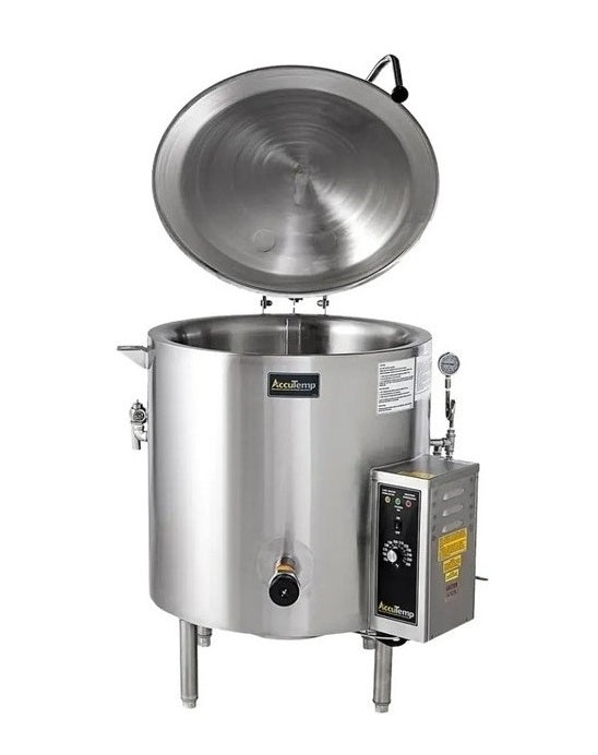 AccuTemp ALLGB-25F Insulated self-Contained Kettle, 25 Gallon Capacity, Gas, 2/3 Jacketed Low Rim Insulated, Non-Tilting, Floor Mount