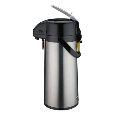 Winco Glass Lined Airpot with Lever Top, Push Button, Stainless Steel Body (Price/Piece)