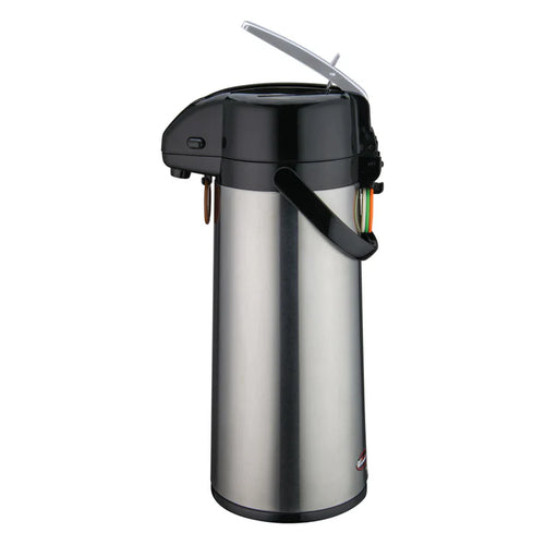 Winco Glass Lined Airpot with Lever Top, Push Button, Stainless Steel Body (Price/Piece)