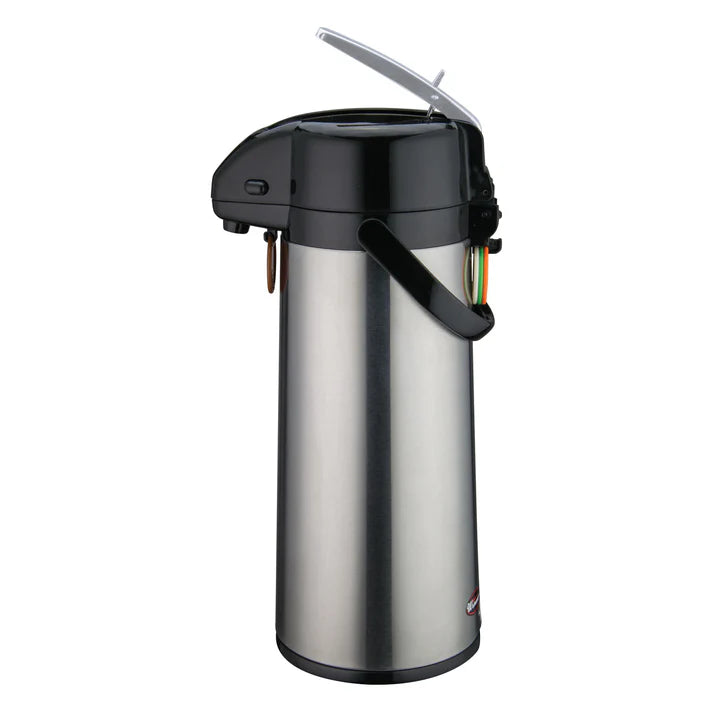 Winco Glass Lined Airpot with Lever Top, Push Button, Stainless Steel Body (Price/Piece)