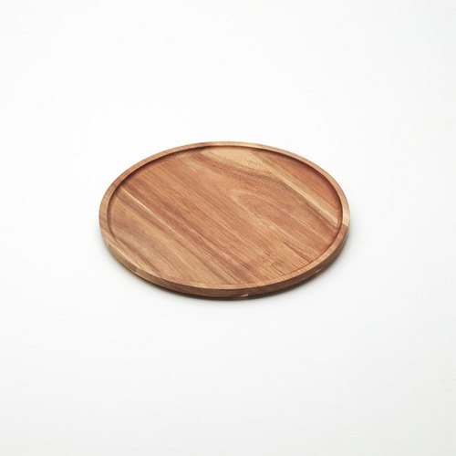American MetalCraft round acacia wood serving board with rustic grain