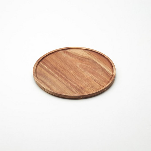 American MetalCraft round acacia wood serving board with rustic grain