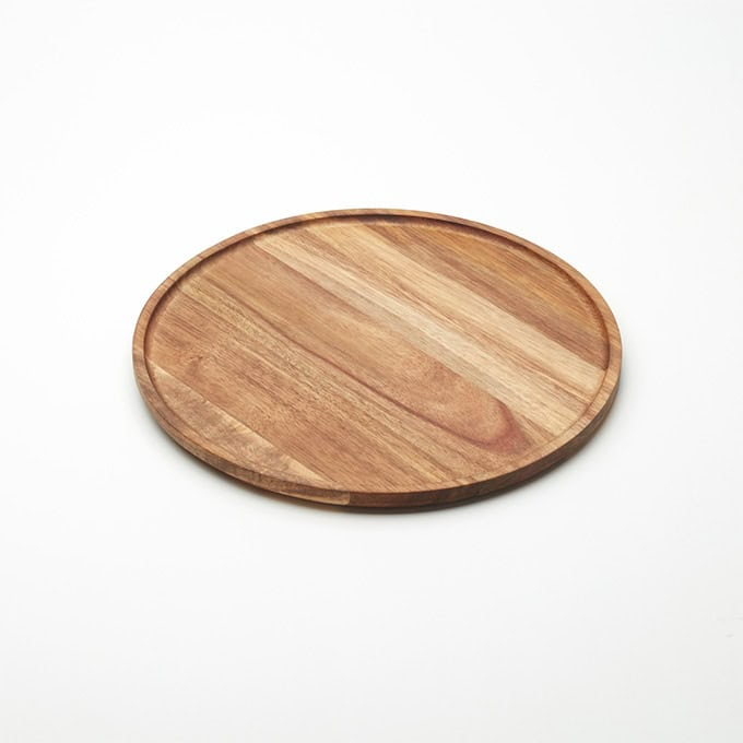 Double-sided wooden board for pizza, charcuterie, and appetizers
