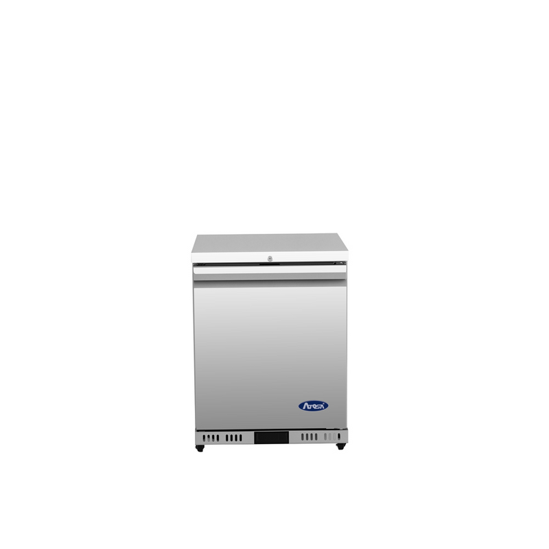 Atosa AUR24SD 24-inch stainless steel undercounter refrigerator for commercial kitchen use.