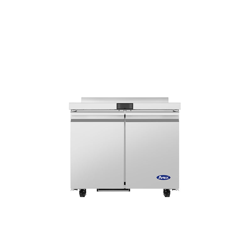 Atosa 36 Inch Two Door Worktop Refrigerator with Backsplash Commercial Stainless Steel Refrigerator