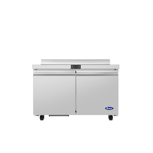 Atosa 48 Inch Two Door Worktop Freezer with Backsplash Commercial Stainless Steel Freezer