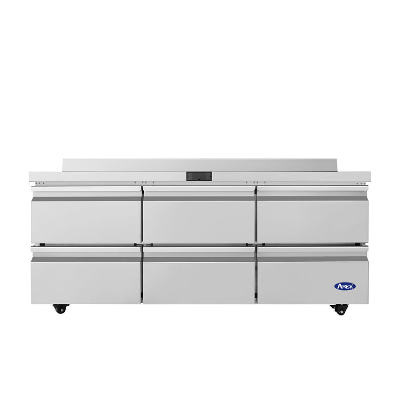 Atosa AWR72D6 72-5/8" Commercial Worktop Refrigerator with 6 Drawers and Backsplash