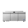 Atosa 72 Inch Three Door Worktop Refrigerator with Backsplash Commercial Stainless Steel Refrigerator