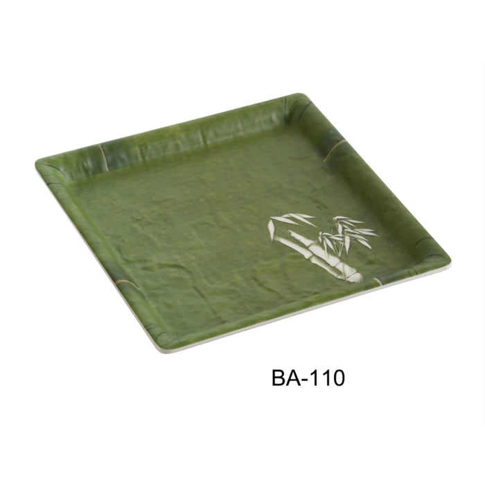 Yanco BA-110 Bamboo Style 10" Square Plate, Melamine, Pack of 24 (2Dz)