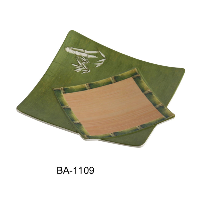 Yanco BA-1109 Bamboo Style 9" Square Plate, Melamine, Pack of 24 ( 2Dz)