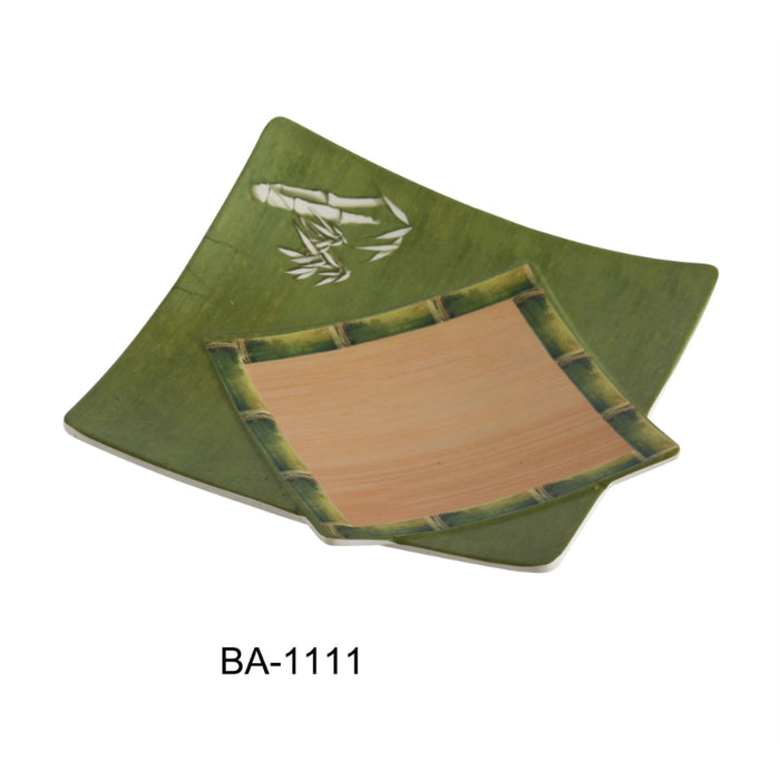 Yanco BA-1111 Bamboo Style 11" Square Plate, Melamine, Pack of 12 ( 1 Dz)