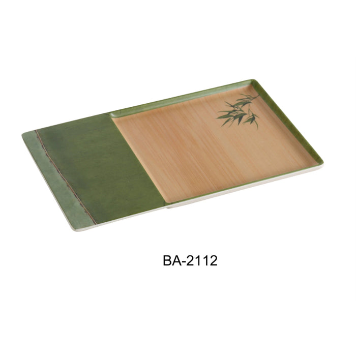 Yanco BA-2112 Bamboo Style Collection, 12 1/2" Rectangular Plate, 1/2″ Height, Melamine, Pack of 12 ( 1 Dz)