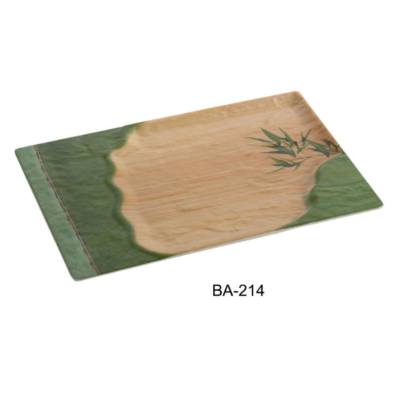 Yanco BA-214 Bamboo Style 14" X 8 1/2" Rectangular Plate, Melamine, Pack of 12 ( 1 Dz)