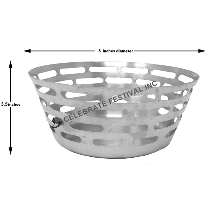Modern Design Stainless Steel Bread/Fruit Basket Mat Finish-Round.