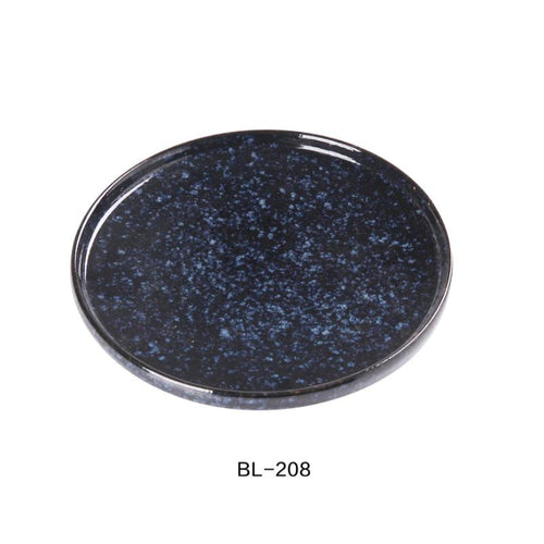 Yanco China BL-208  ROUND PLATE WITH UPRIGHT RIM, Ceramic Blue Star Dinner Plate, Pack of 24 (2Dz)