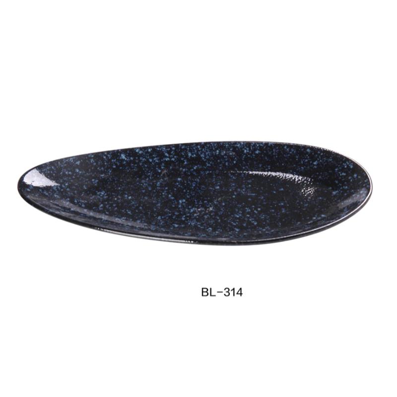 Yanco China BL-314  LEAF SHAPE PLATE, Ceramic Blue Star Dinner Plate, Pack of 12 ( 1Dz)