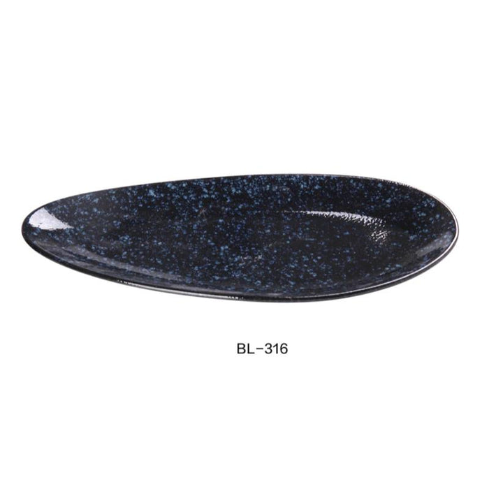 Yanco China BL-316  LEAF SHAPE PLATE, Ceramic Blue Star Dinner Plate, Pack of 12 (1Dz)