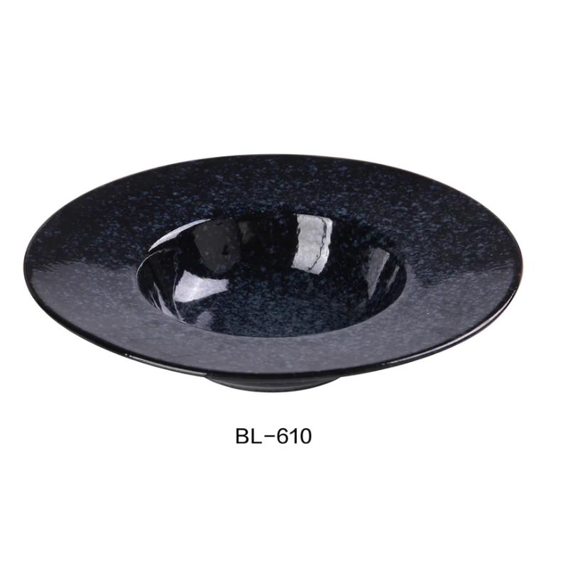 Yanco China BL-610 DESSERT PLATE 10 OZ, Ceramic Blue Star Dessert Plate, Pack of 12 (1Dz)