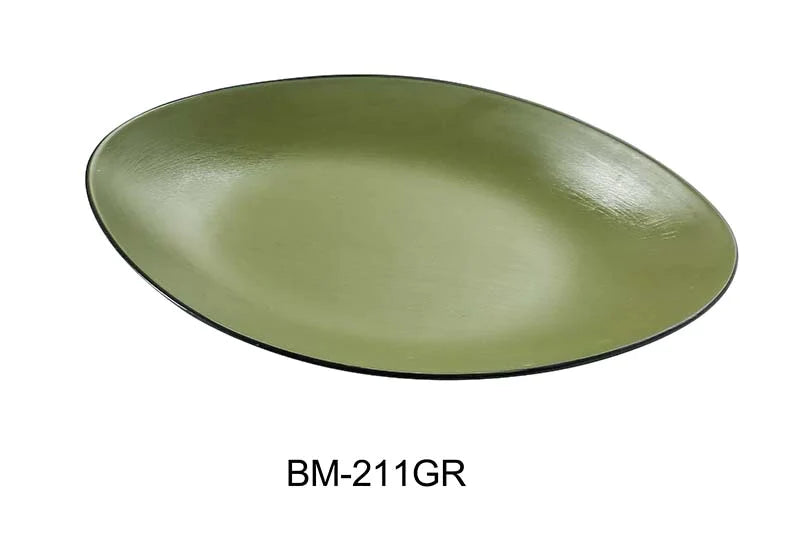 Yanco BM-211GR Birmingham – Green 11 1/2″ X 7 1/4″ X 1 1/8" Deep Oval Plate Melamine, Pack of 12 (1 Dz)