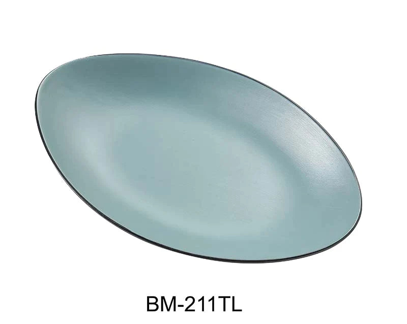 Yanco BM-211TL Birmingham – Teal 11 1/2″ X 7 1/4″ X 1 1/8" Deep Oval Plate Melamine, Pack of 12 (1 Dz)