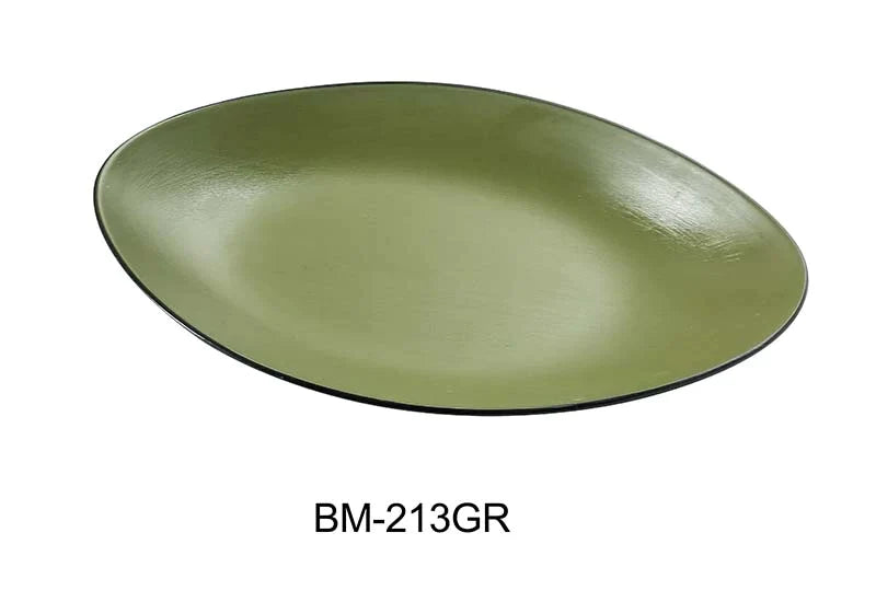 Yanco BM-213GR Birmingham – Green 13 1/2″ X 8 5/8″ X 1 1/4" Deep Oval Plate Melamine, Pack of 12 (1 Dz)