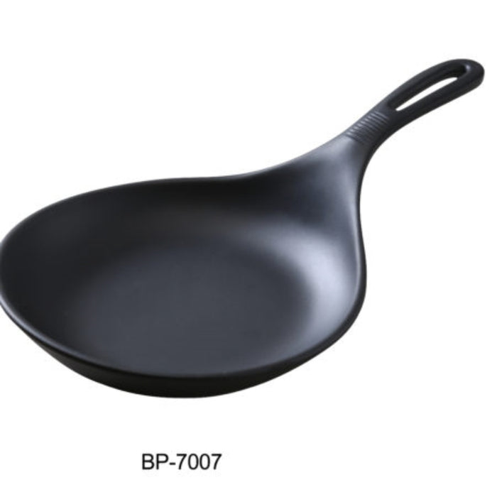 Yanco BP-7007 Black Pearl 7" Melamine Pan, 12.5" Length with Handle, 2.75" Height, Black Color with Matting Finish, Pack of 12 ( 1 Dz )