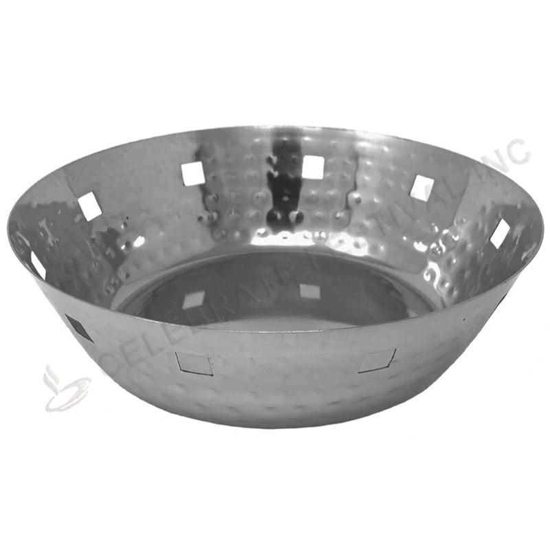Oval hammered stainless steel bread basket for restaurant use