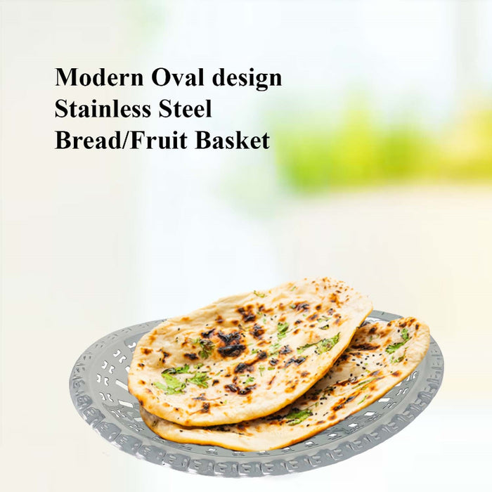 Modern Oval Design Stainless Steel Bread/Fruit Basket
