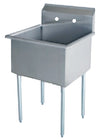 Serv-Ware BS1-1818-V 21" One Compartment Stainless Steel Sink with 9" Backsplash – NSF