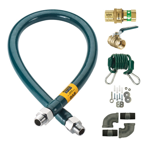 Krowne Royal Series 1" Moveable Gas Connector Kit 48" Long With QD, Gas Valve (For Canada)