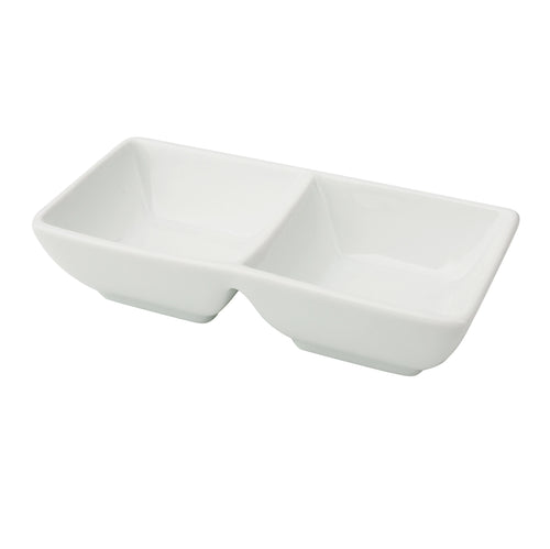 Yanco Cambria CA-4032 5 1/2" Double Chinaware Sauce Dish – 2 oz Each Commercial Condiment Dish ( Pack of 36 )