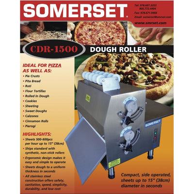 Somerset CDR-1500 15" Synthetic Dough Roller, Side Operation
