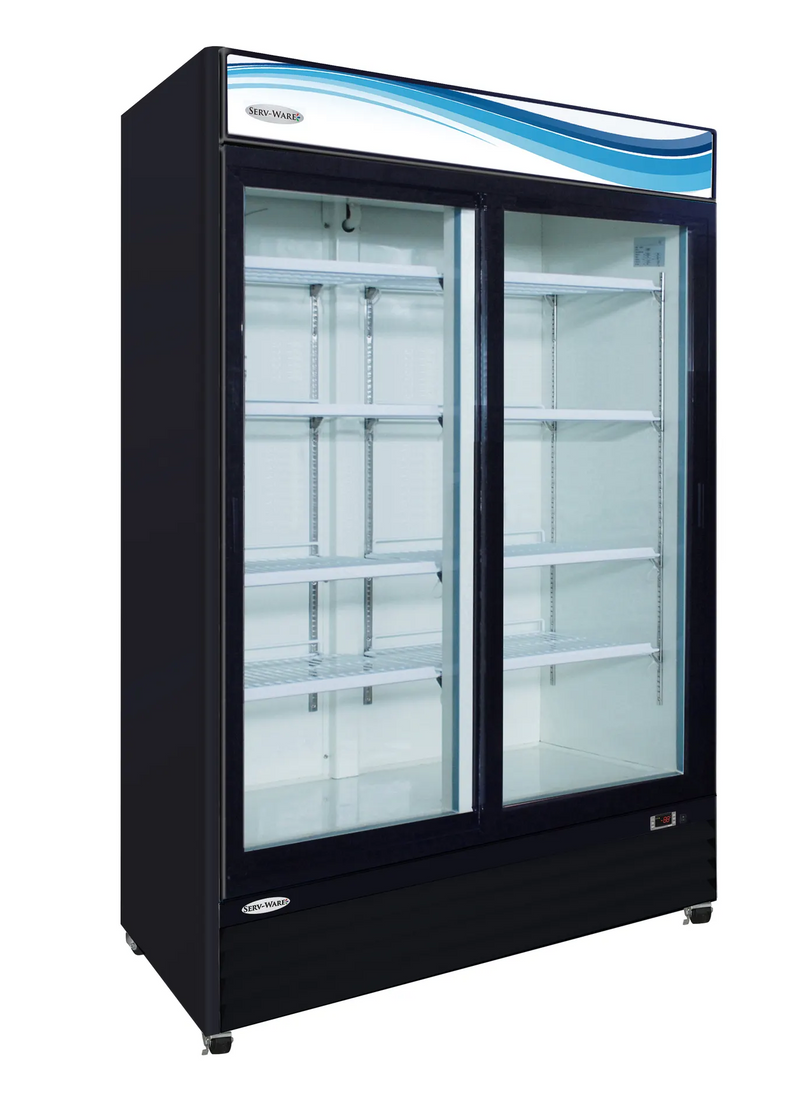 Serv-Ware GR48SB-HC 56" Two Section Merchandiser Refrigerator with Glass Door, 48 cu. ft.