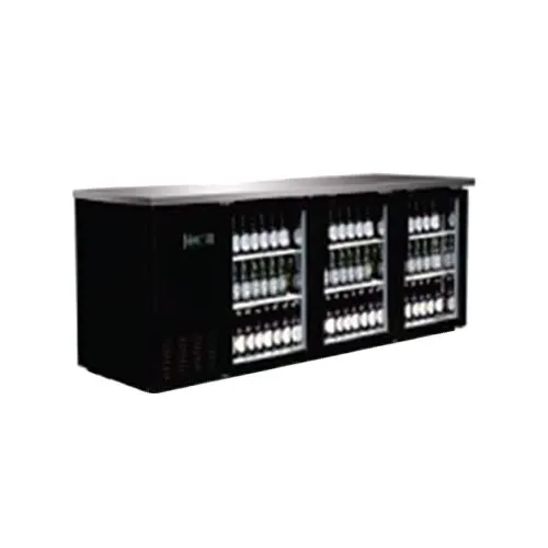 Serv-Ware BB4-24G-HC 73" 3 Section Back Bar Cooler with Glass Door
