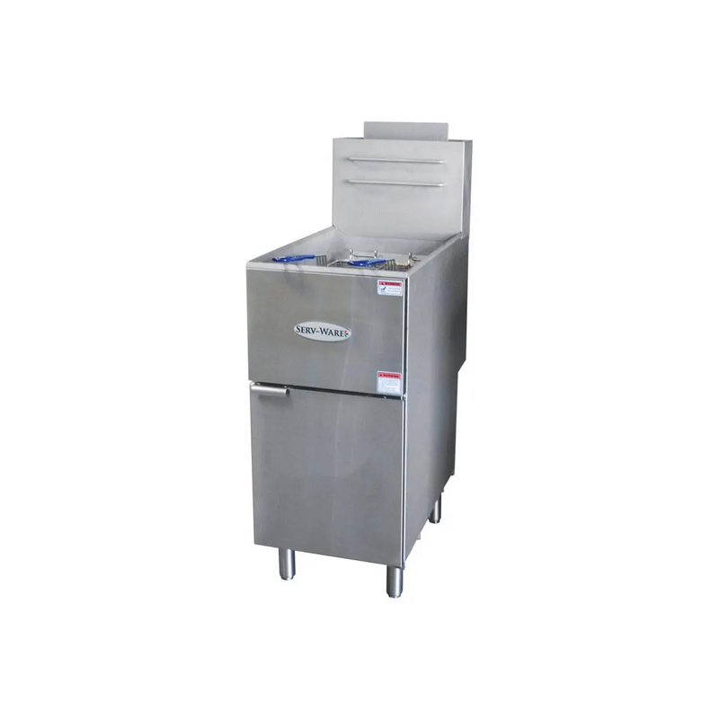 Serv-Ware SGF-40N 15" Floor Model Natural Gas Full Pot Fryer, 40 lbs, 90.000 BTU