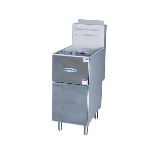 Serv-Ware SGF-50L 15" Floor Model LP Gas Full Pot Fryer, 50 lbs, 120.000 BTU